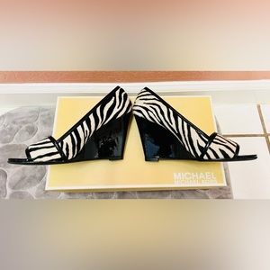 Michael Kors Iliana Zebra Calf Hair Wedge Size 5.5